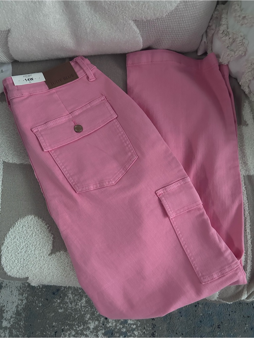 Judy Blue Pastel Pink Wide Leg Cargo Pants - Picture 5 of 7